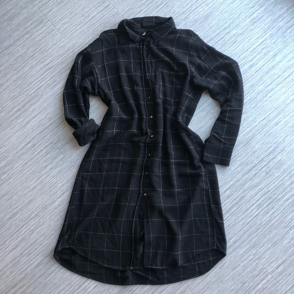 ZARA BLACK SHIRTDRESS WITH GOLD DETAILS - Picture 1 of 4